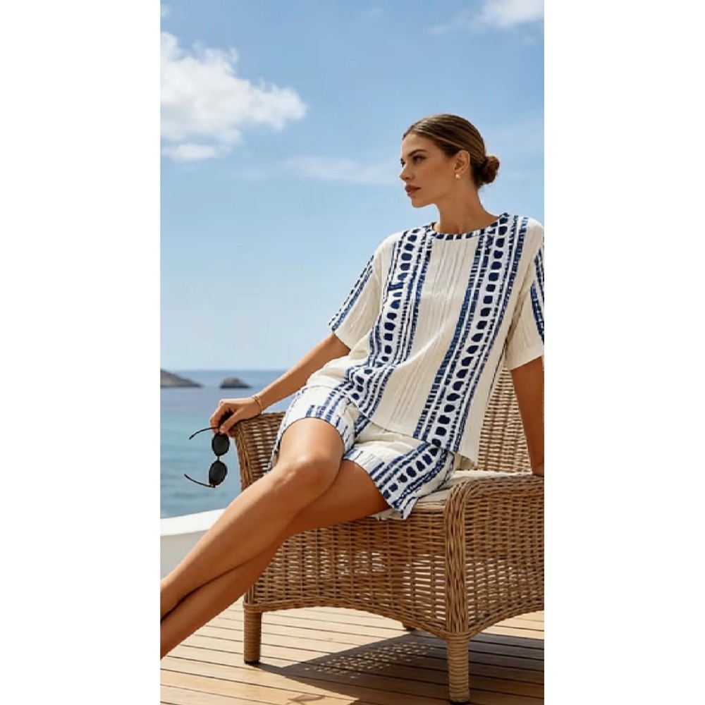 Lounge Sets Women Crewneck Half Sleeve Shirt 2 Piece Outfits Loose Short Set M‎